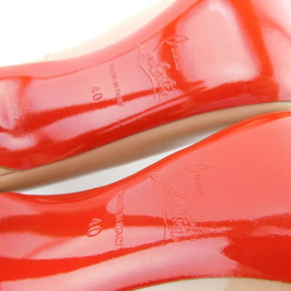 CHRISTIAN LOUBOUTIN Blush Nude Beige Patent Leather Heel Pump 40 - Picture 8 of 8